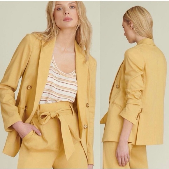 Veronica Beard Jackets & Blazers - Veronica Beard Nisha Boyfriend Blazer Jacket Double Breasted Yellow Size O EUC